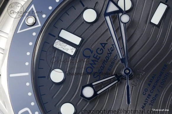 0310 Affordable Seamaster Diver 300M ZF 1:1 Best Edition Blue Ceramic Gray Dial on SS Bracelet A 7734